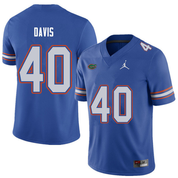 Jordan Brand Men #40 Jarrad Davis Florida Gators College Football Jerseys Sale-Royal - Click Image to Close